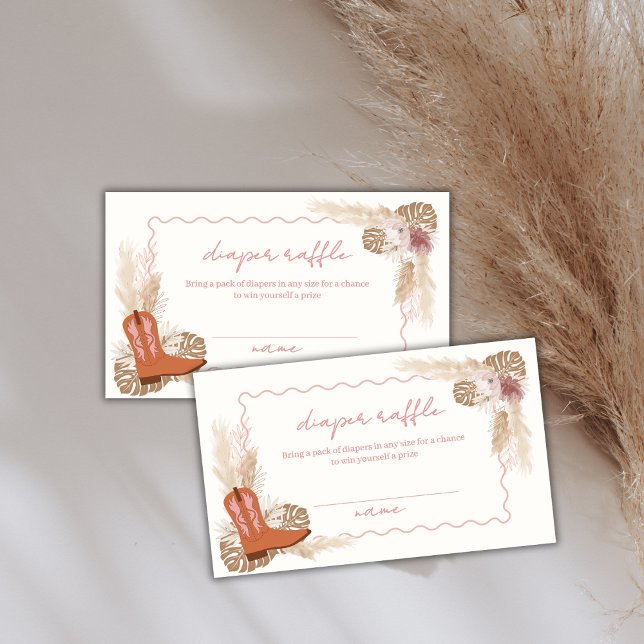 Carte D'accompagnement Cowgirl Boots Pampas Baby shower de la couche de l (Cowgirl Boots Pampas Diaper Raffle Baby Shower Enclosure Card)