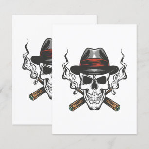 Carte D'accompagnement Crâne de gangster avec chapeau fedora
