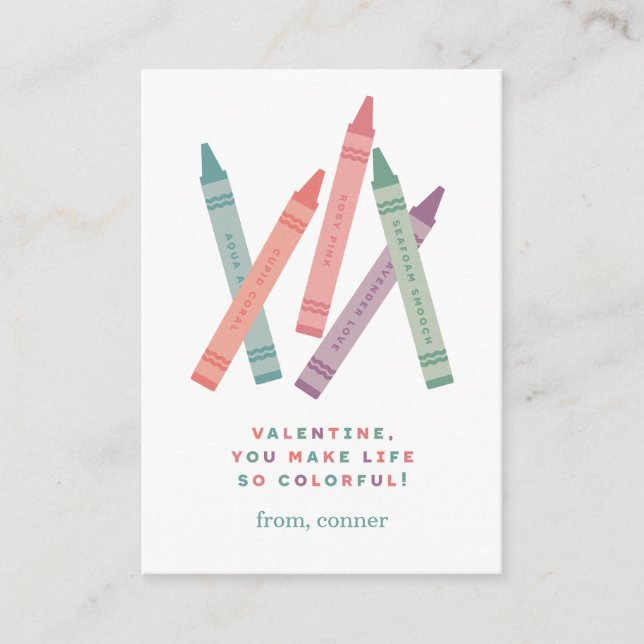 Carte D'accompagnement Crayons colorés Classroom Valentine Card (Devant)