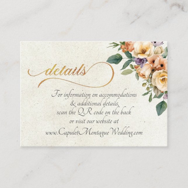 Carte D'accompagnement Cream Floral, QR Code - Cream (Devant)