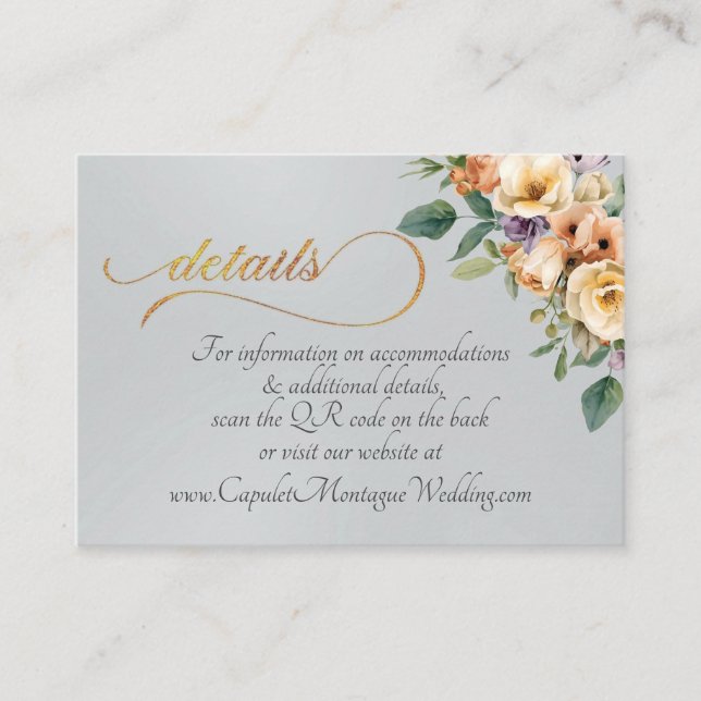 Carte D'accompagnement Cream Floral, QR Code - Silver (Devant)