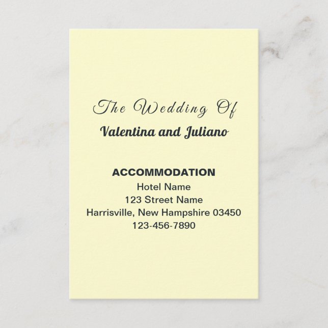 Carte D'accompagnement Cream Wedding Accommodation Portrait (Devant)