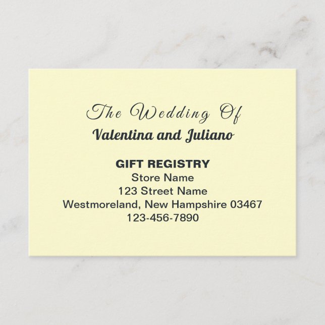 Carte D'accompagnement Cream With Slate Typography Wedding Gift Registry (Devant)