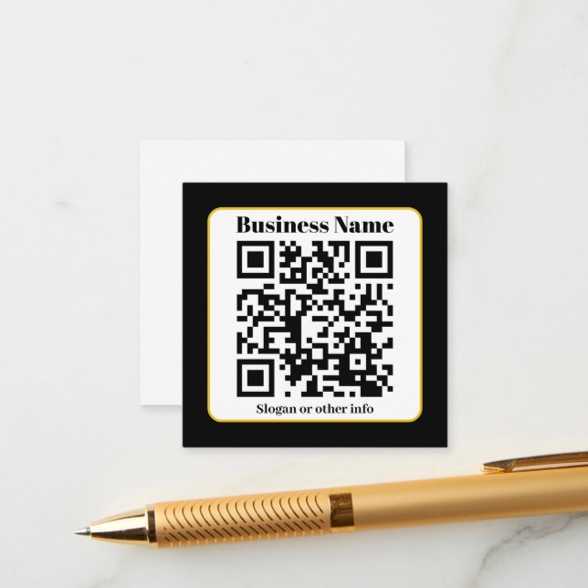 Carte D'accompagnement Create Your Own QR Code | Black White Gold Border (Devant/Arrière en situation)