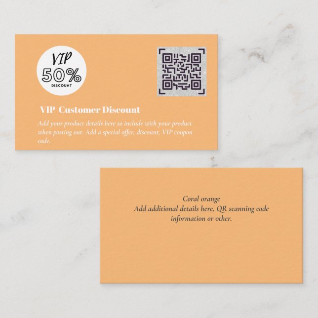 Carte D'accompagnement Créer des codes QR de remise VIP client (Devant / Derrière)