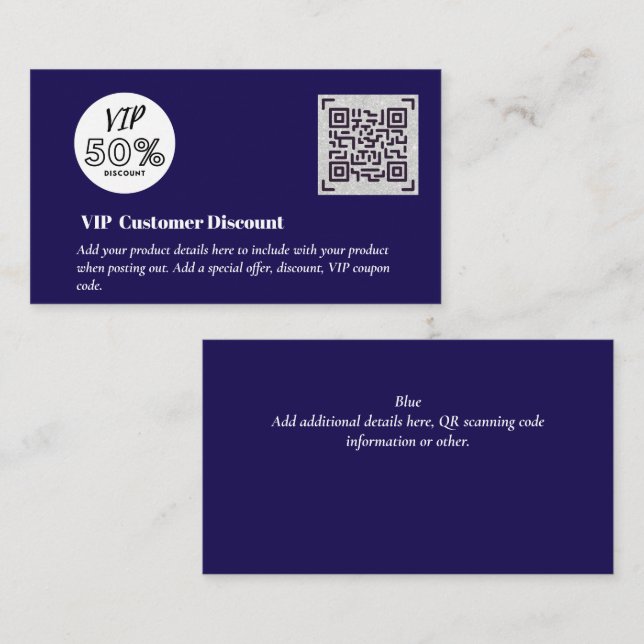 Carte D'accompagnement Créer des codes QR de remise VIP client (Devant / Derrière)