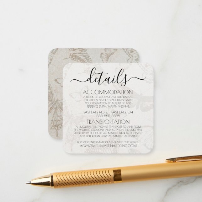 Carte D'accompagnement Créez votre propre Motif papillon Vintage (Devant/Arrière en situation)