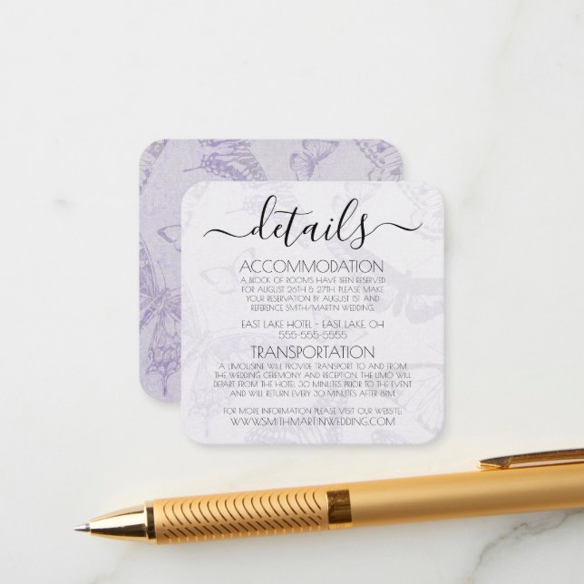 Carte D'accompagnement Créez votre propre Motif papillon Vintage (Devant/Arrière en situation)