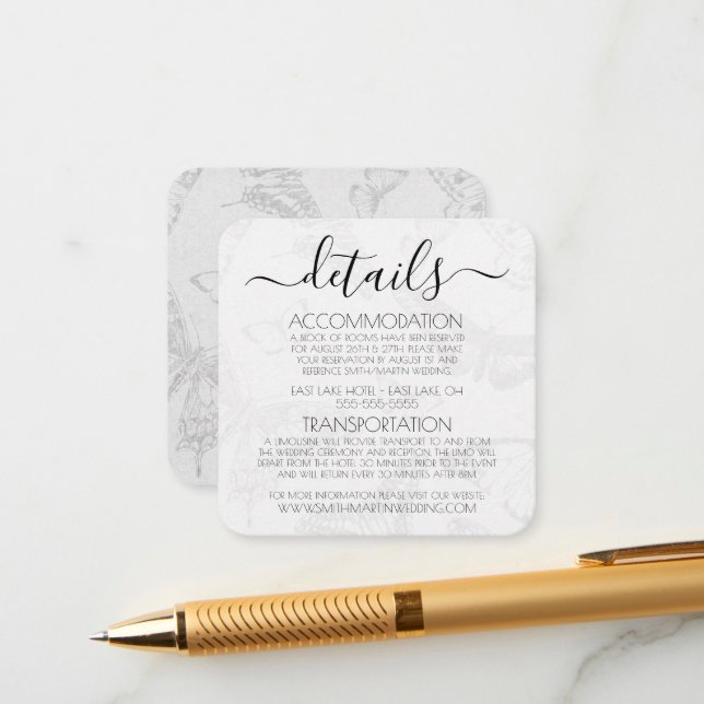 Carte D'accompagnement Créez votre propre Motif papillon Vintage (Devant/Arrière en situation)