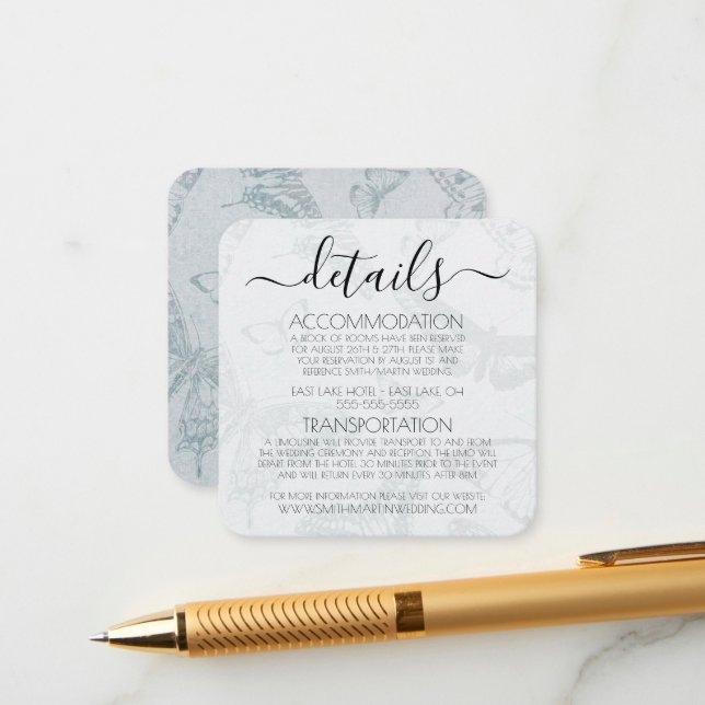 Carte D'accompagnement Créez votre propre Motif papillon Vintage (Devant/Arrière en situation)