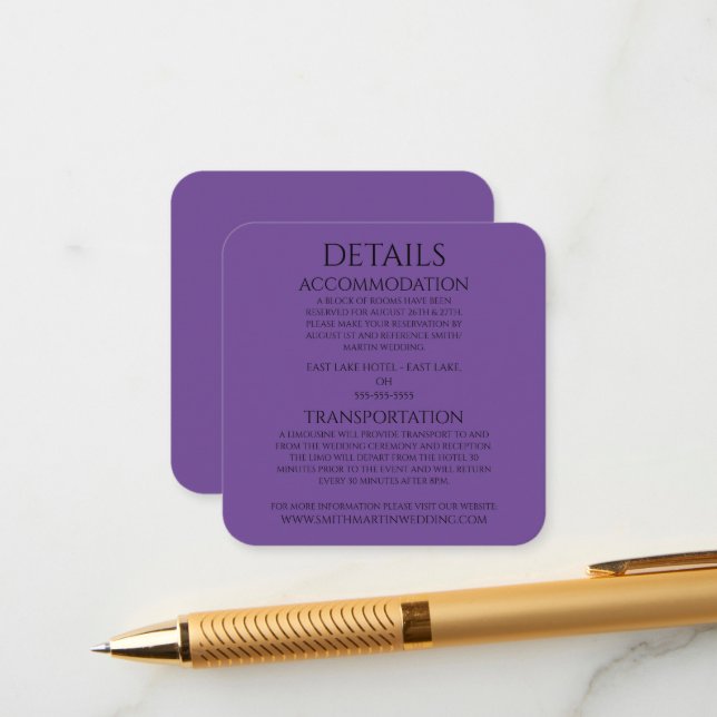 Carte D'accompagnement Créez votre propre - Violet (Devant/Arrière en situation)