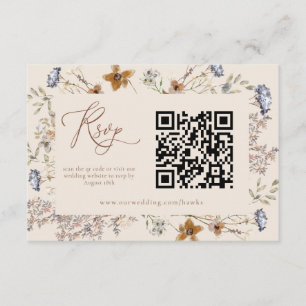 Carte D'accompagnement Crème aquarelle Fleur sauvage calligraphie RSVP