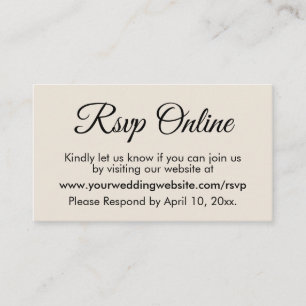 Carte D'accompagnement Crème Mariage RSVP Online Élégant Simple