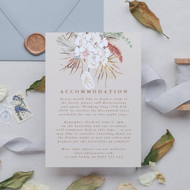 Carte D'accompagnement Crème Pampas Beige Grass Floral Jungle Mariage (Créateur téléchargé)