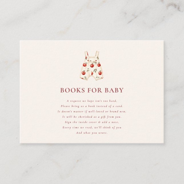 Carte D'accompagnement crème Red Apple Books for Baby shower Request (Devant)