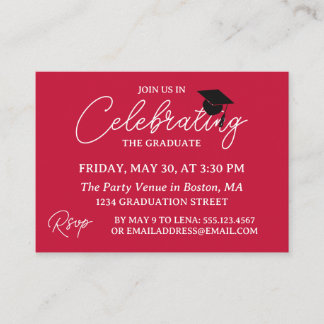 Carte D'accompagnement Crimson Red Photo Mini Graduation Party Invite