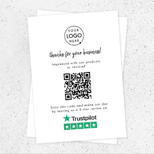 Carte D'accompagnement Critiques Trustpilot   Business Review Link QR Cod