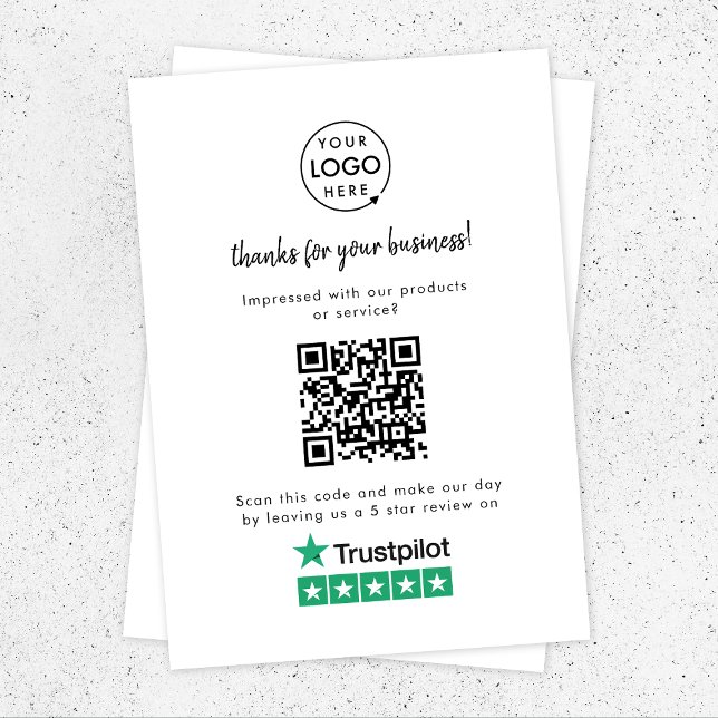 Carte D'accompagnement Critiques Trustpilot | Business Review Link QR Cod (Créateur téléchargé)