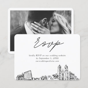 Carte D'accompagnement Croquis minimaliste Mariage Newark RSVP