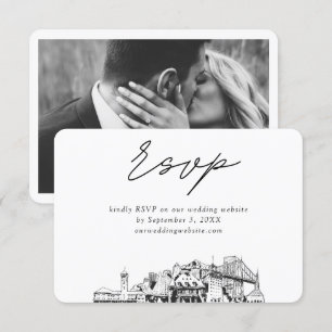 Carte D'accompagnement Croquis minimaliste Mariage Portland RSVP