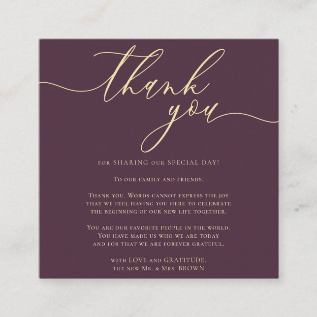 Carte D'accompagnement Custom Photo Thank You Mini Midnight Fig (Devant)