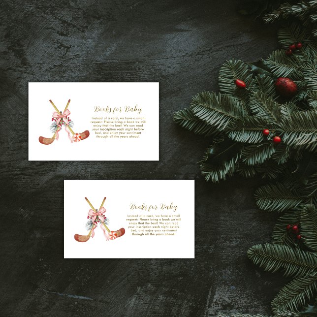 Carte D'accompagnement Cute All Stars Bow Hockey Girl Books Baby Shower  (Cute All Stars Bow Hockey Girl Books Baby Shower Enclosure Card)