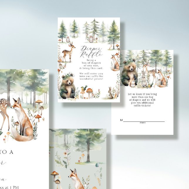 Carte D'accompagnement Cute Animaux Forêt Bois Ours Déchets Raffin (Créateur téléchargé)