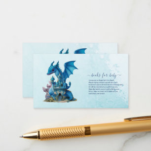 Carte D'accompagnement Cute Aquarelle Baby shower Dragon Bleu
