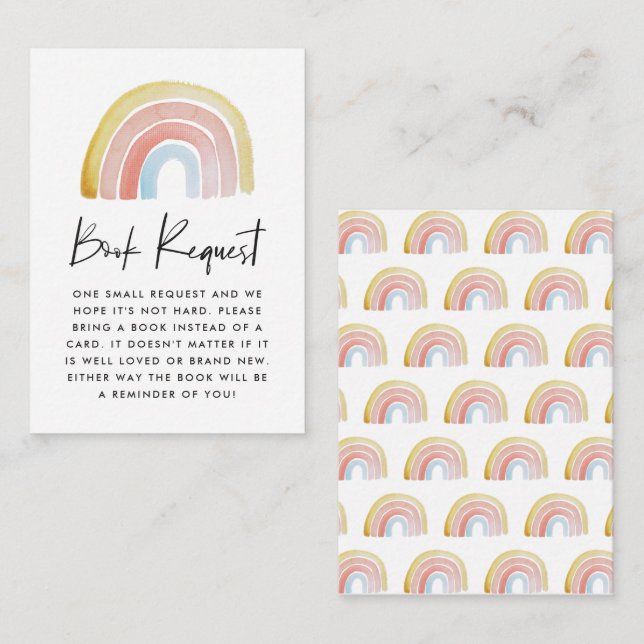 Carte D'accompagnement Cute aquarelle Rainbow Baby shower Demande de rése (Devant / Derrière)