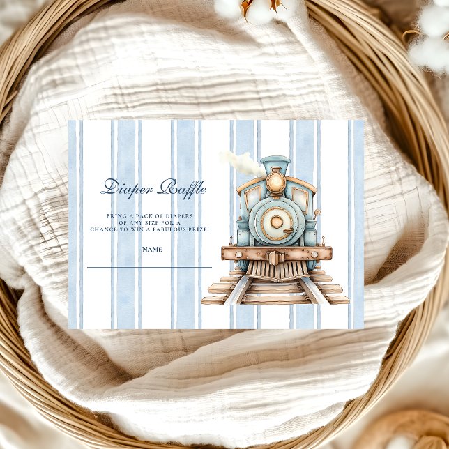 Carte D'accompagnement Cute aquarelle Train douche Diapper Raffle (Créateur téléchargé)