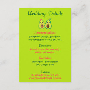Carte D'accompagnement Cute Avocados Romantique Détails du Mariage