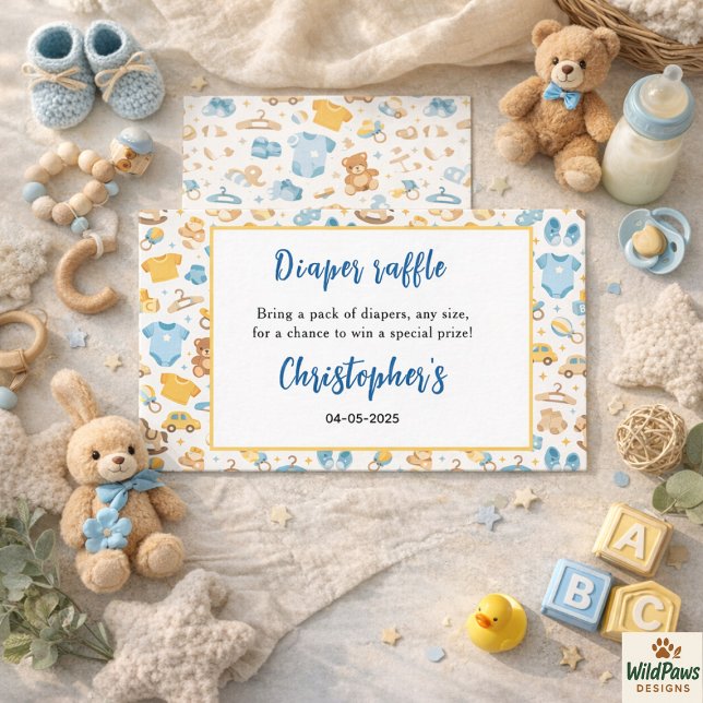 Carte D'accompagnement Cute Baby Clothes & Toys Boy Baby Shower (Cute Baby Clothes & Toys Boy Baby Shower Enclosure Card
)