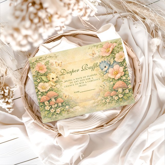 Carte D'accompagnement Cute Baby Dragon Fairytale Diapper Raffle (Créateur téléchargé)