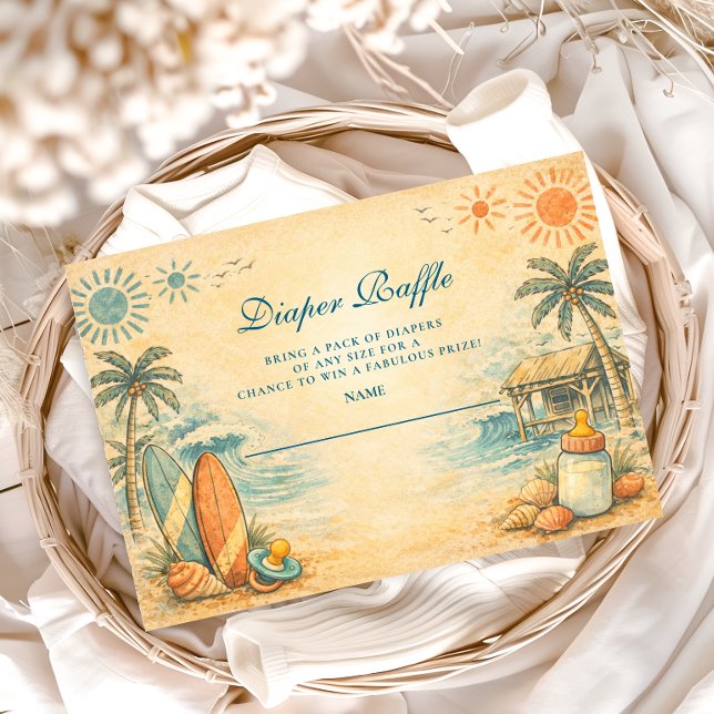 Carte D'accompagnement Cute Baby On Board Surf Diapper Raffle (Créateur téléchargé)
