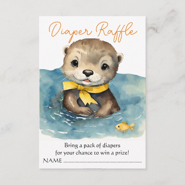 Carte D'accompagnement Cute Baby Otter Baby shower Neutre Déchets Raffle (Devant)