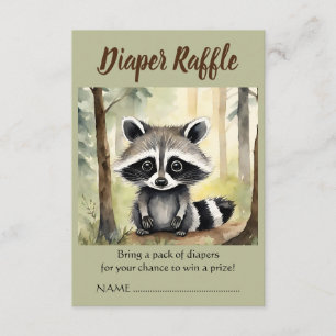 Carte D'accompagnement Cute Baby Raccoon Baby shower Déchets Raffle