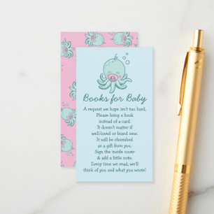 Carte D'accompagnement Cute Baby shower Octopus Kawaii Livre rose pour bé