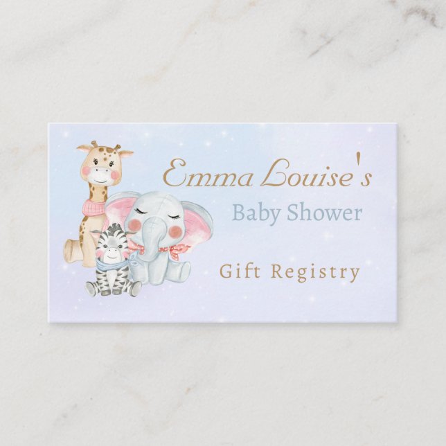 Carte D'accompagnement Cute Baby shower Safari Animaux Blue Cadeau Regist (Devant)