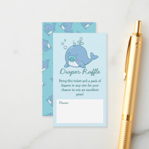 Carte D'accompagnement Cute baleine Baby shower Déchets Raffle Garçon Ble