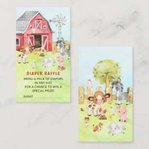 Carte D'accompagnement Cute Barnyard Friends Baby shower Déchets Raffle