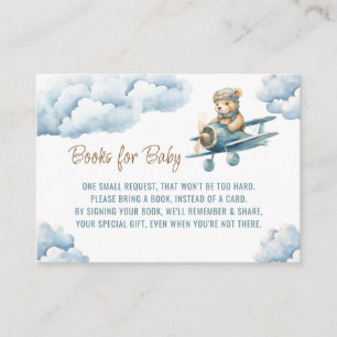 Carte D'accompagnement Cute Bear Avion Blue Boy Books for Baby