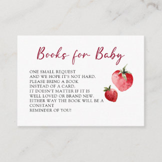 Carte D'accompagnement Cute Berry Strawberry Baby Shower Book Request