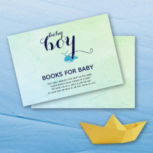 Carte D'accompagnement Cute bleu baleine océan Livres pour Baby shower