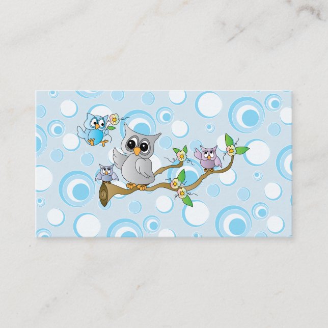 Carte D'accompagnement Cute Blue Baby Owy Baby shower Book Raffle (Devant)