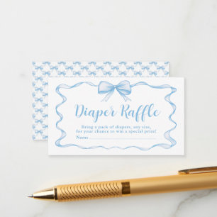 Carte D'accompagnement Cute Blue Bow Boy Ribbon Baby shower Déchets Raffi