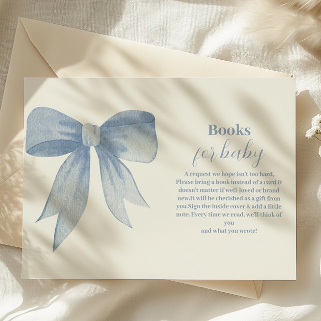 Carte D'accompagnement Cute Blue Bow Ribbon Baby Boy Books for Baby (Créateur téléchargé)