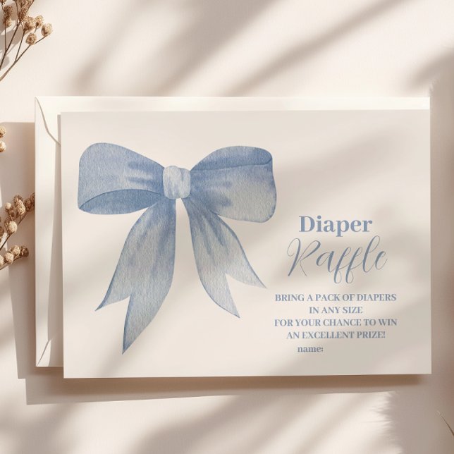 Carte D'accompagnement Cute Blue Bow Ribbon Baby Boy Raffle Diapper (Créateur téléchargé)