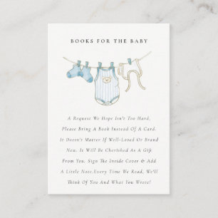 Carte D'accompagnement Cute Blue Clothesline Livres pour Baby shower