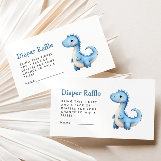 Carte D'accompagnement Cute Blue Dinosaur Baby shower Dineuse Raffle (Créateur téléchargé)