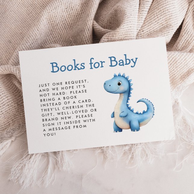 Carte D'accompagnement Cute Blue Dinosaur Baby shower Livres pour bébé (Créateur téléchargé)